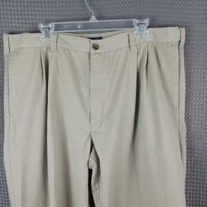 Cherokee Khaki Pleated Chino Pants Men's 42x30 Adjustable Waist Casual